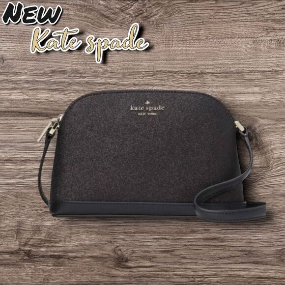New NWT Kate Spade Tinsel Small Dome Crossbody Bag – Glitter Black - Picture 1 of 5